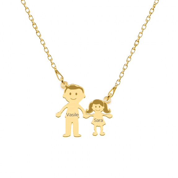 Family - Colier personalizat tata si copilul din argint 925 placat cu aur galben 24K Family - Colier personalizat tata si copilul din argint 925 placat cu aur galben 24K