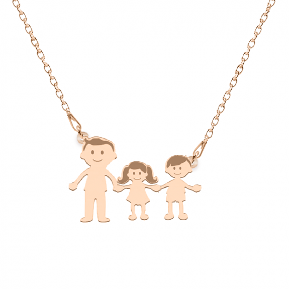 Family - Colier personalizat tata si copilul din argint 925 placat cu aur roz Family - Colier personalizat tata si copilul din argint 925 placat cu aur roz