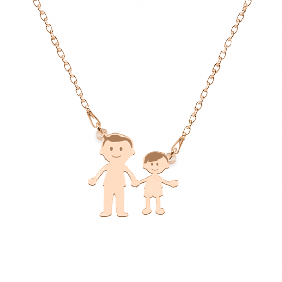 Family - Colier personalizat tata si copilul din argint 925 placat cu aur roz Family - Colier personalizat tata si copilul din argint 925 placat cu aur roz