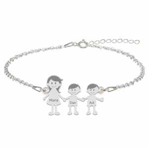 Family - Bratara personalizata mama si copilul din argint 925
