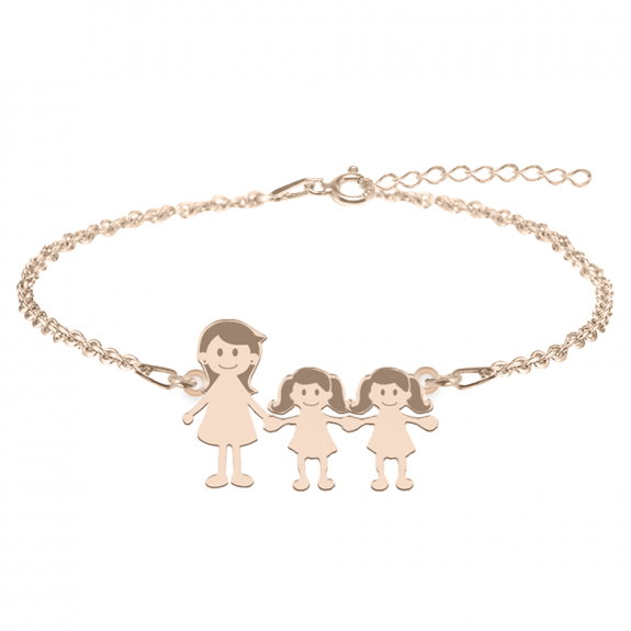 Family - Bratara personalizata mama si copilul din argint 925 placat cu aur roz Family - Bratara personalizata mama si copilul din argint 925 placat cu aur roz