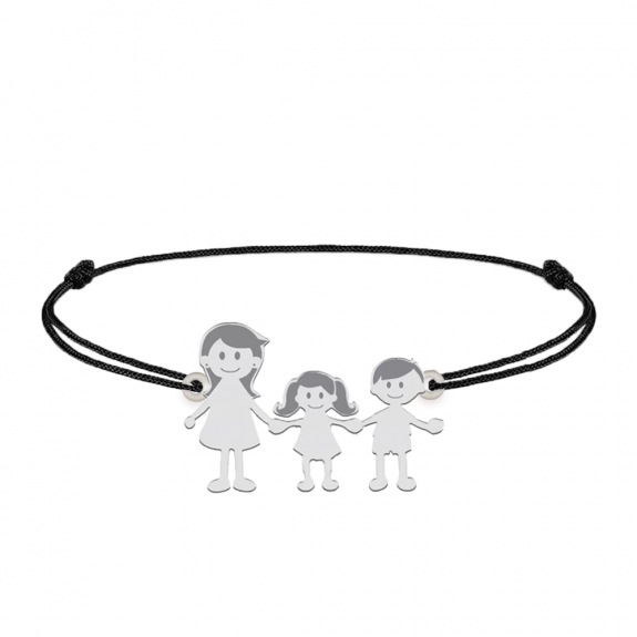 Family - Bratara personalizata mama si copilul cu snur si argint 925