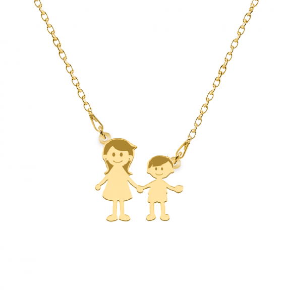 Family - Colier personalizat mama si copilul din argint 925 placat cu aur galben 24K