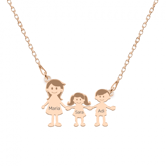 Family - Bratara personalizata mama si copilul din argint 925 placat cu aur roz Family - Bratara personalizata mama si copilul din argint 925 placat cu aur roz