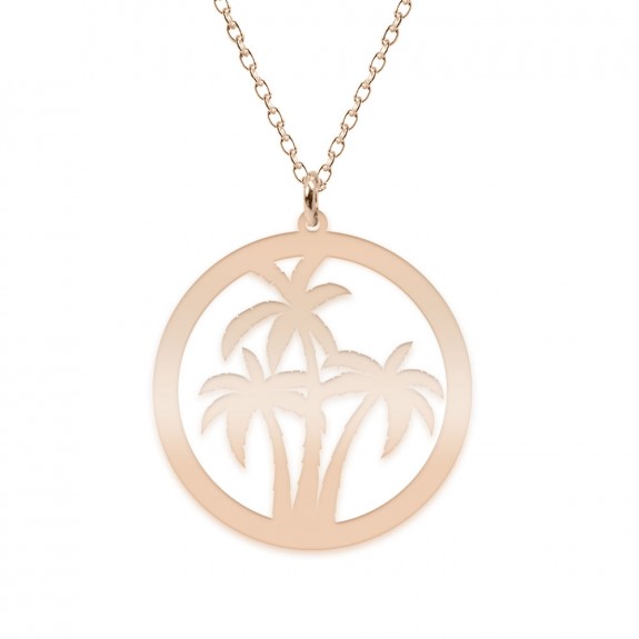 Feriha - Colier personalizat banut cu palmieri din argint 925 placatu cu aur roz