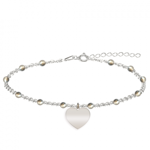 Filiz - Bratara personalizata tip salba pentru picior cu inimioara din argint 925