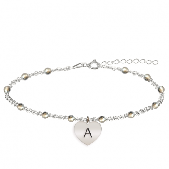 Filiz - Bratara personalizata tip salba pentru picior cu inimioara din argint 925