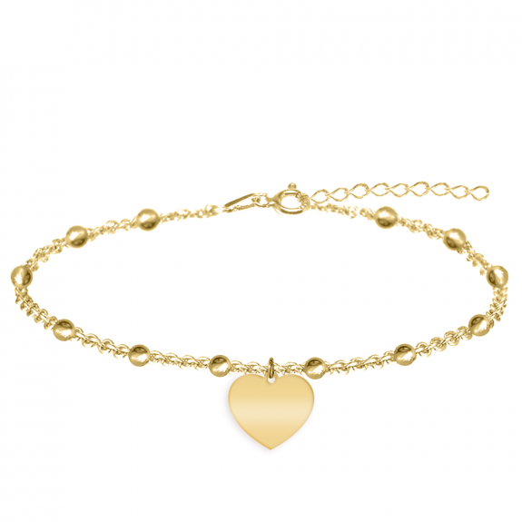 Filiz - Bratara personalizata tip salba pentru picior cu inimioara din argint 925 placat cu aur galben 24K Filiz - Bratara personalizata tip salba pentru picior cu inimioara din argint 925 placat cu aur galben 24K