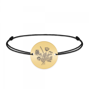 Flora - Bratara personalizata snur buchet flori banut din argint 925 placat cu aur galben 24K