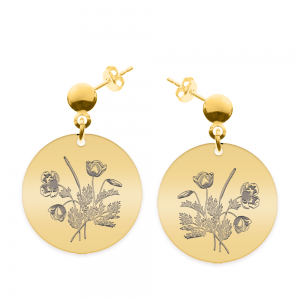 Flora - Cercei personalizati buchet flori banut cu tija din argint 925 placat cu aur galben 24K Flora - Cercei personalizati buchet flori banut cu tija din argint 925 placat cu aur galben 24K