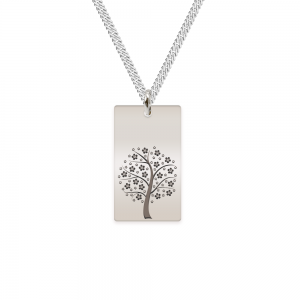 Floris - Colier personalizat copac tablita si lant gros rombo din argint 925
