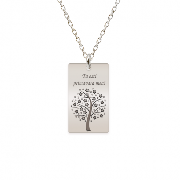 Floris - Colier personalizat copac tablita din argint 925 Floris - Colier personalizat copac tablita din argint 925