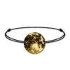 Full Moon - Bratara personalizata snur cu banut din argint 925 placat cu aur galben 24K Luna plina