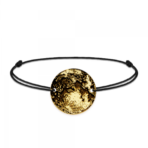 Full Moon - Bratara personalizata snur cu banut din argint 925 placat cu aur galben 24K Luna plina