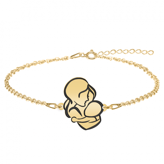 Grace - Bratara personalizata mama si bebe din argint 925 placat cu aur galben 24K