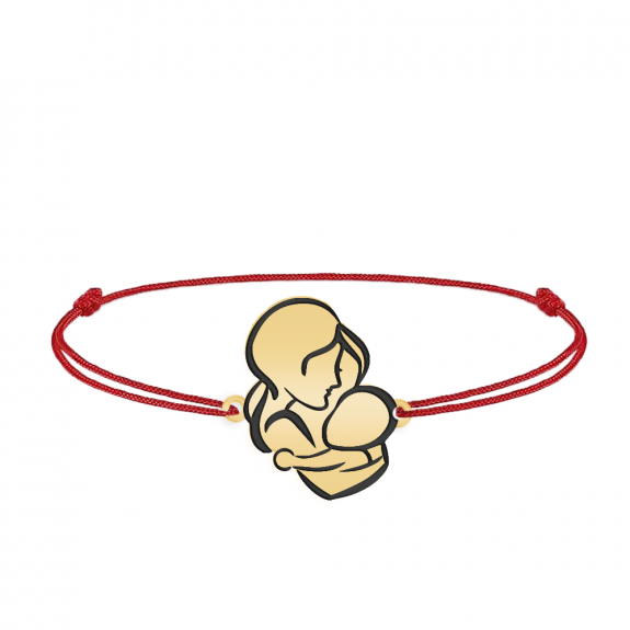 Grace - Bratara personalizata snur mama si bebe din argint 925 placat cu aur galben 24K