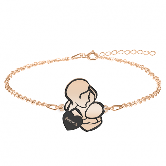 Grace - Bratara personalizata mama si bebe din argint 925 placat cu aur roz