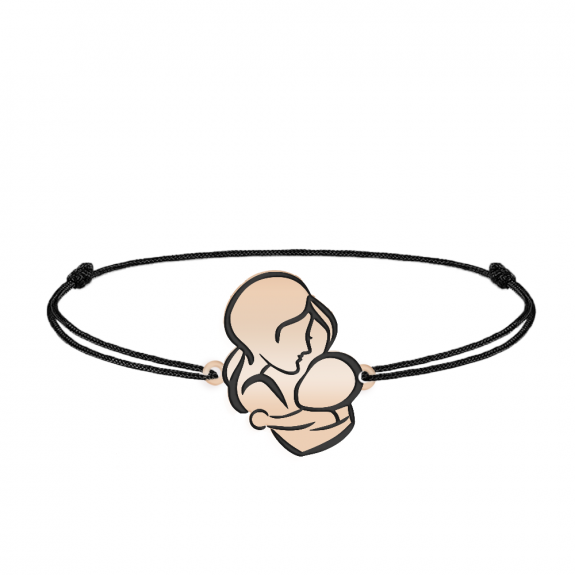 Grace - Bratara personalizata snur mama si bebe din argint 925 placat cu aur roz