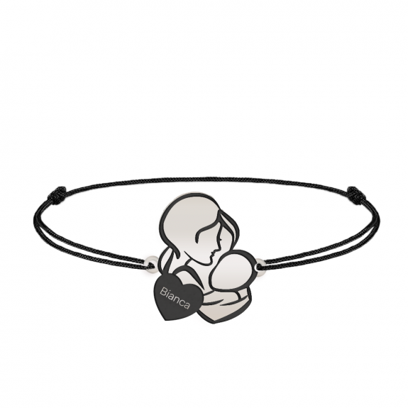 Grace - Bratara personalizata snur mama si bebe din argint 925