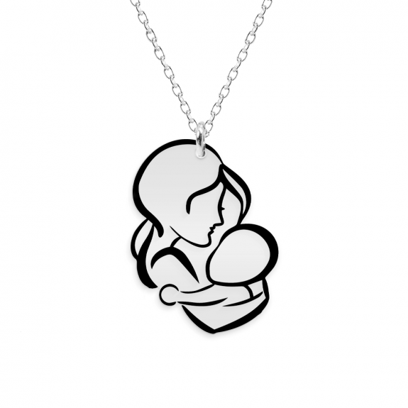 Pentru Mama - Colier Personalizat Grace Mama si bebe din Argint 925 + Cutiuta cu mesaj personalizat pentru Mama