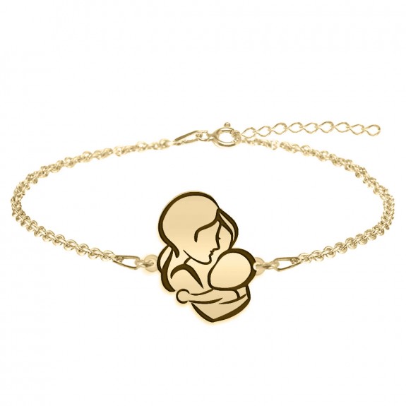 Grace - Bratara personalizata mama si bebe din Aur galben 14 karate