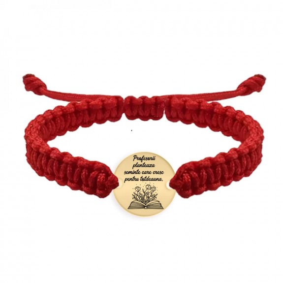 Growing - Bratara personalizata snur impletit pentru profesori din argint 925 placat cu aur galben 24K Growing - Bratara personalizata snur impletit pentru profesori din argint 925 placat cu aur galben 24K