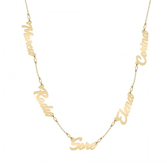 Heritage - Colier personalizat cu doua-cinci nume din argint 925 placat cu aur galben 24K Heritage - Colier personalizat cu doua-cinci nume din argint 925 placat cu aur galben 24K