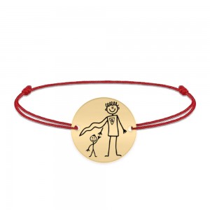 Hero - Bratara personalizata cu banut si snur pentru tata din argint 925 placat cu aur galben 24 karate - "Tati, tu esti eroul meu!"