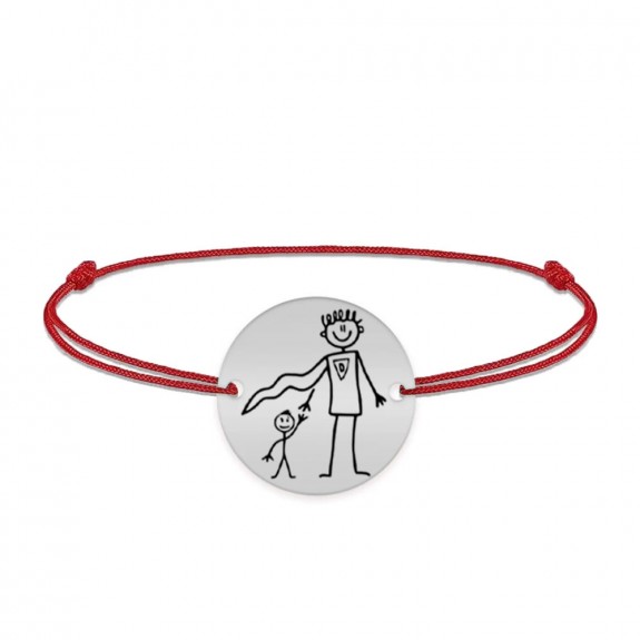 Hero - Bratara personalizata cu banut si snur pentru tata din argint 925 - "Tati, tu esti eroul meu!"