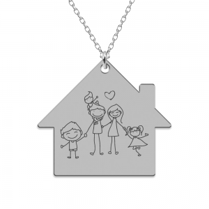 Home - Colier personalizat din argint 925 "Family is home"