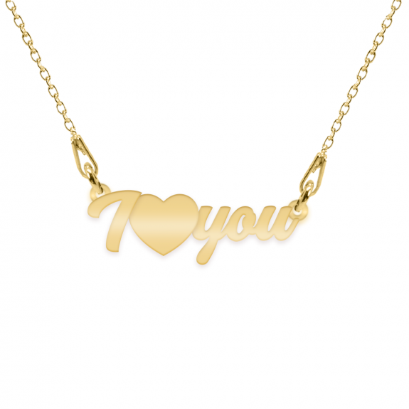 I Love You - Colier personalizat argint 925 placat cu aur galben 24K