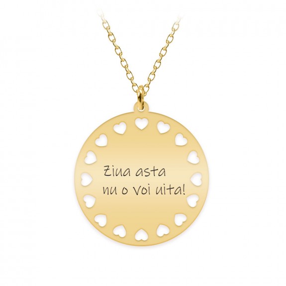 Illy - Colier personalizat argint 925 placat cu aur galben 24K banut cu inimioare decupate Illy - Colier personalizat argint 925 placat cu aur galben 24K banut cu inimioare decupate