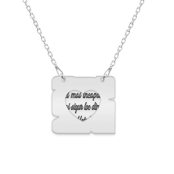 Ilona - Colier personalizat cu text si inimioara decupata din argint 925 Ilona - Colier personalizat cu text si inimioara decupata din argint 925
