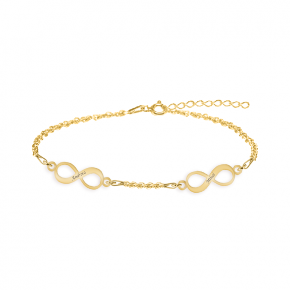 Infinito - Bratara personalizata pentru picior cu 2 infinituri din argint 925 placat cu aur galben 24K Infinito - Bratara personalizata pentru picior cu 2 infinituri din argint 925 placat cu aur galben 24K