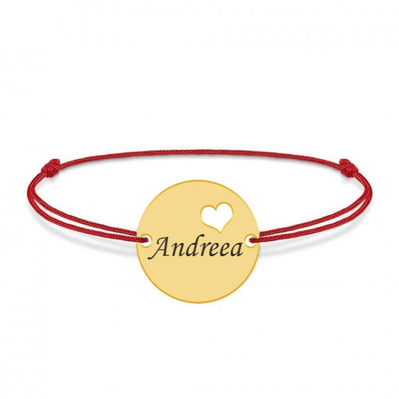 Ingrid - Bratara personalizata snur cu banut si nume din argint 925 placat cu aur galben 24K Ingrid - Bratara personalizata snur cu banut si nume din argint 925 placat cu aur galben 24K