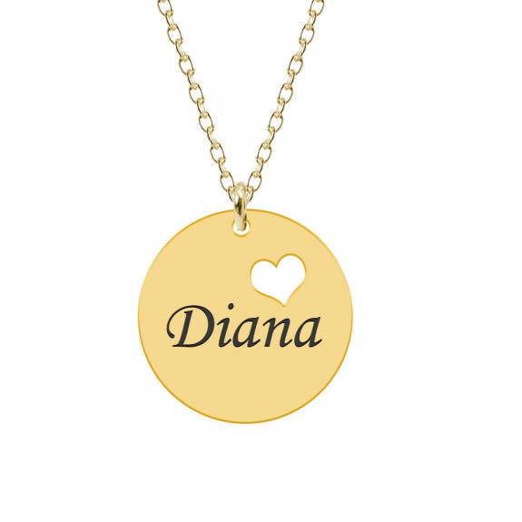 Ingrid - Colier personalizat banut cu nume din argint 925 placat cu aur galben 24K Ingrid - Colier personalizat banut cu nume din argint 925 placat cu aur galben 24K