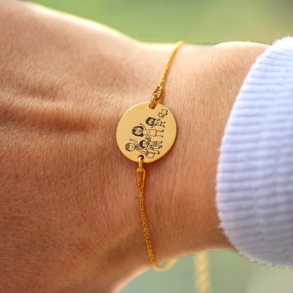 Iris - Bratara din argint 925 personalizata cu membrii familiei - banut