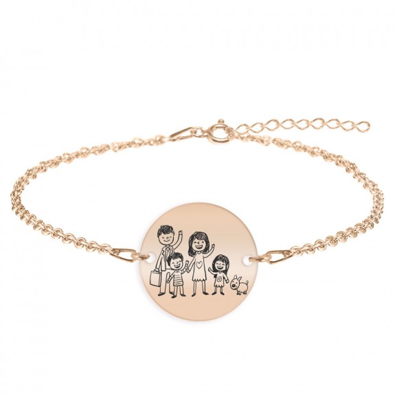 Iris - Bratara din argint 925 placat cu aur roz personalizata cu membrii familiei - banut Iris - Bratara din argint 925 placat cu aur roz personalizata cu membrii familiei - banut