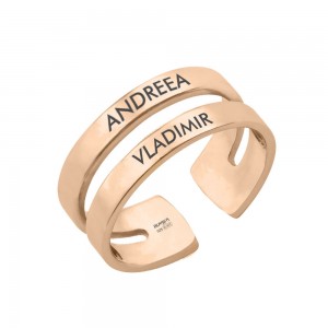 Ivy - Inel pesonalizat cu doua nume reglabil din argint 925 placat cu aur roz Ivy - Inel pesonalizat cu doua nume reglabil din argint 925 placat cu aur roz