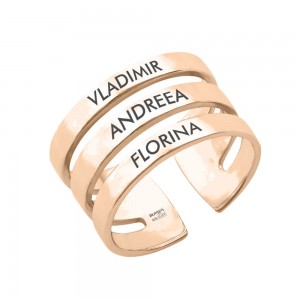 Ivy - Inel pesonalizat cu trei nume reglabil din argint 925 placat cu aur roz Ivy - Inel pesonalizat cu trei nume reglabil din argint 925 placat cu aur roz