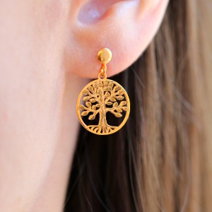 July - Cercei personalizati pomul vietii din argint 925 placat cu aur galben 24K July - Cercei personalizati pomul vietii din argint 925 placat cu aur galben 24K