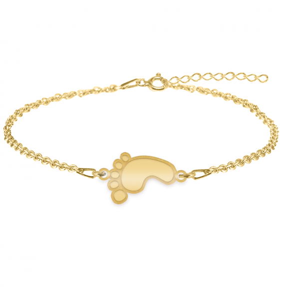 Kiddie - Bratara personalizata talpita cu nume din argint 925 placat cu aur galben 24K