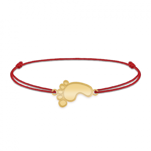Kiddie - Bratara personalizata snur talpita si nume din argint 925 placat cu aur galben 24K