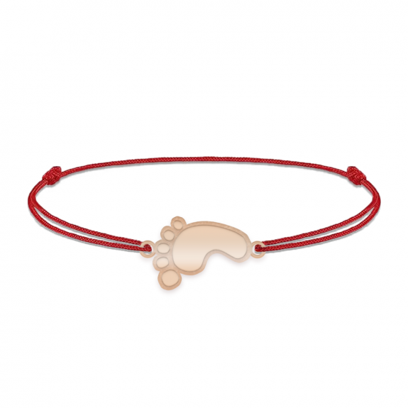 Kiddie - Bratara personalizata snur talpita si nume din argint 925 placat cu aur roz