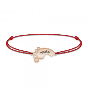 Kiddie - Bratara personalizata snur talpita si nume din argint 925 placat cu aur roz