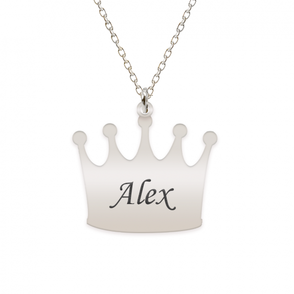 King - Colier din argint 925 personalizat cu text - coroana King - Colier din argint 925 personalizat cu text - coroana