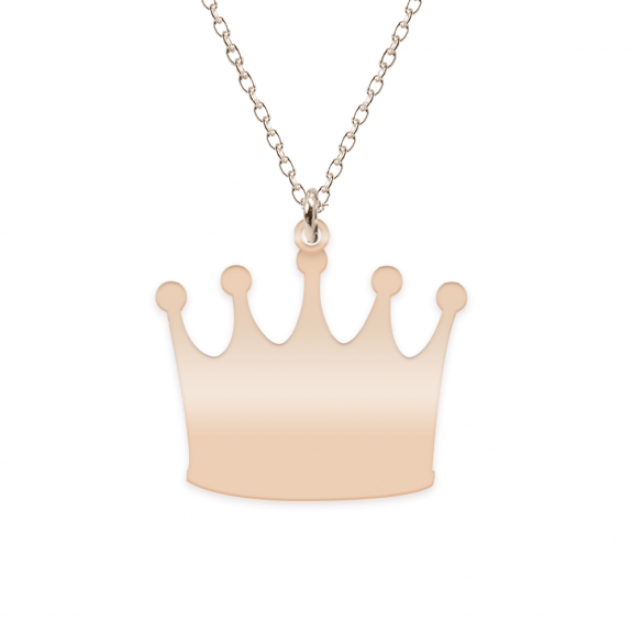 King - Colier din argint 925 placat cu aur roz personalizat cu text - coroana King - Colier din argint 925 placat cu aur roz personalizat cu text - coroana