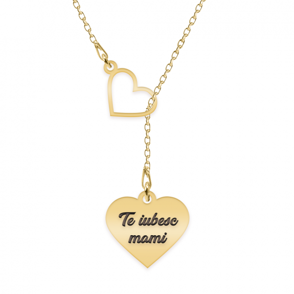 Kira - Colier asimetric cu inimioare personalizate din argint 925 placat cu aur galben 24K Kira - Colier asimetric cu inimioare personalizate din argint 925 placat cu aur galben 24K