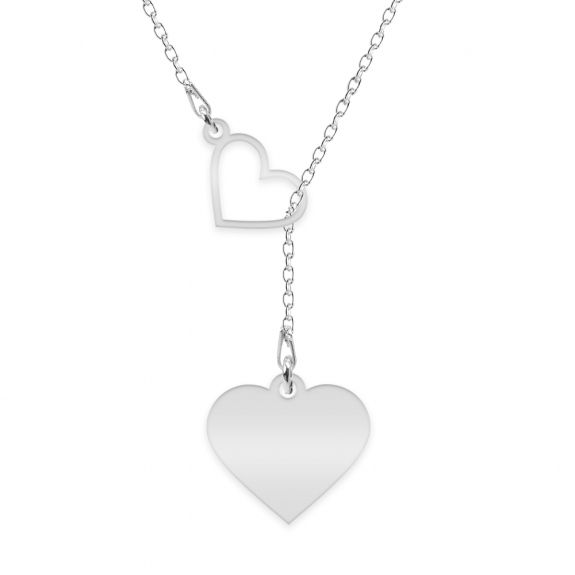 Kira - Colier asimetric cu inimioare personalizate din argint 925 Kira - Colier asimetric cu inimioare personalizate din argint 925