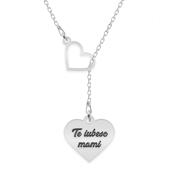 Kira - Colier asimetric cu inimioare personalizate din argint 925 Kira - Colier asimetric cu inimioare personalizate din argint 925